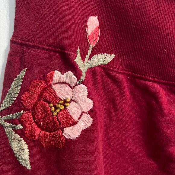 Vintage Lucky Y2K Pants Medium Wide Leg Embroidered Ombre Red Butterfly Flowers - Picture 5 of 10